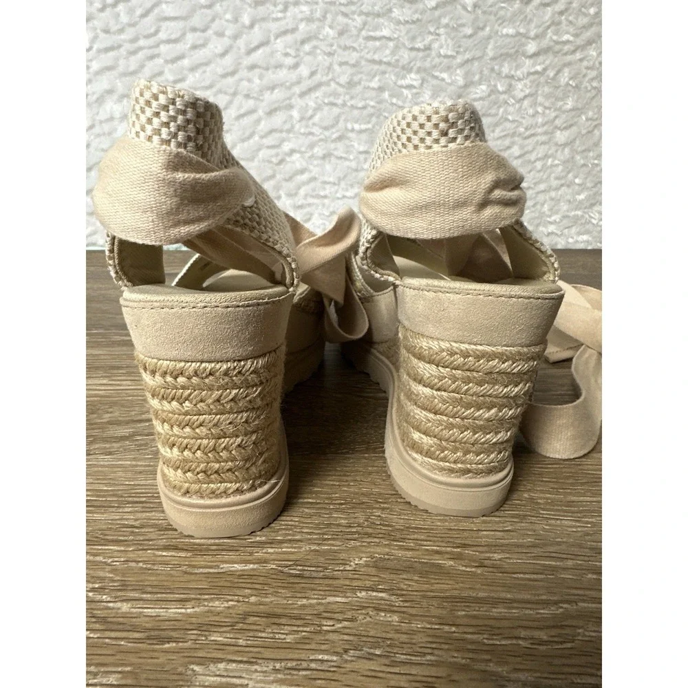 UGG Abbot Espadrille Wedge Sandals Ankle Wrap Lace Up Womens 7 NWT Resort Preppy - Picture 5 of 9